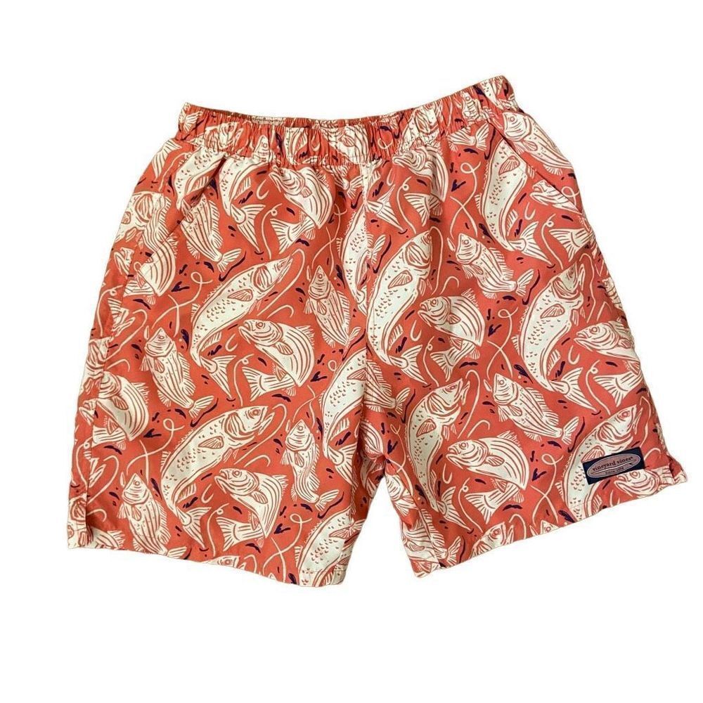 Vineyard Vines Fish Swim Trunks Shorts Coral Small